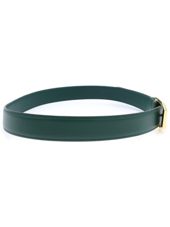 Gucci Gold Square Buckle Leather Belt Green main image 5